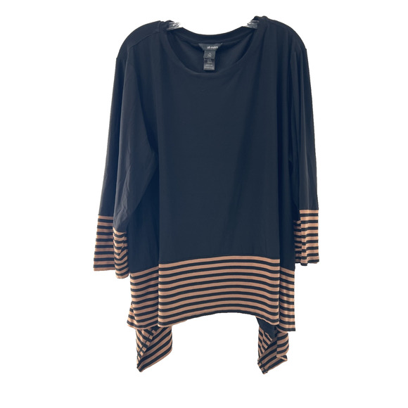 Ali Tops - Ali Miles Women's Multicolor Black and Brown Tunic 3/4 Sleeve Shirt Size 2XL